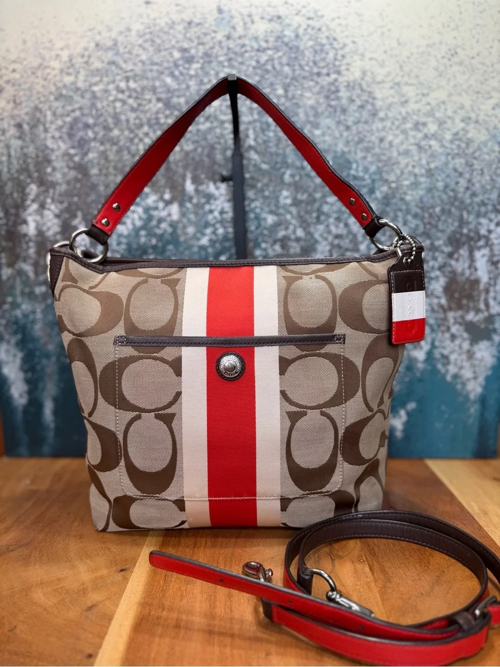 Coach 2012 Y2K Monogram Orange/Tan Crossbody Bag (Fair)